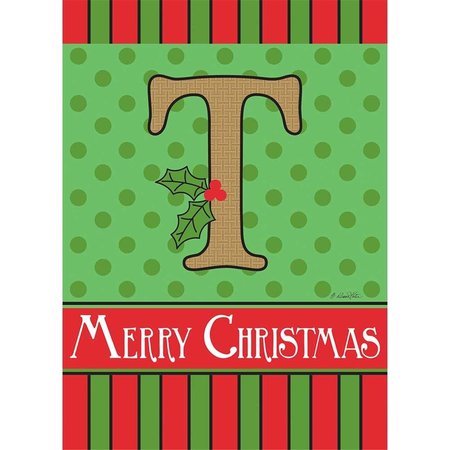 MAGNOLIA GARDEN FLAGS 13 x 18 in Merry Christmas Monogram T Burlap Garden Flag 1663